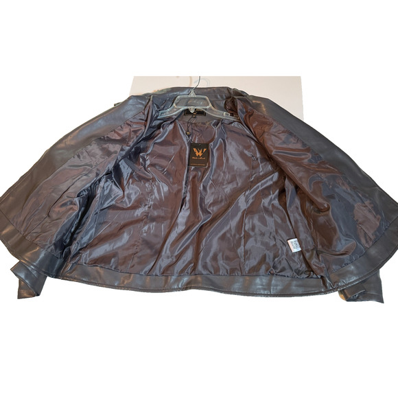 White Mark Gray Faux Leather Women’s Biker Jacket Gray Size 2X NEW With Tags - Picture 3 of 8